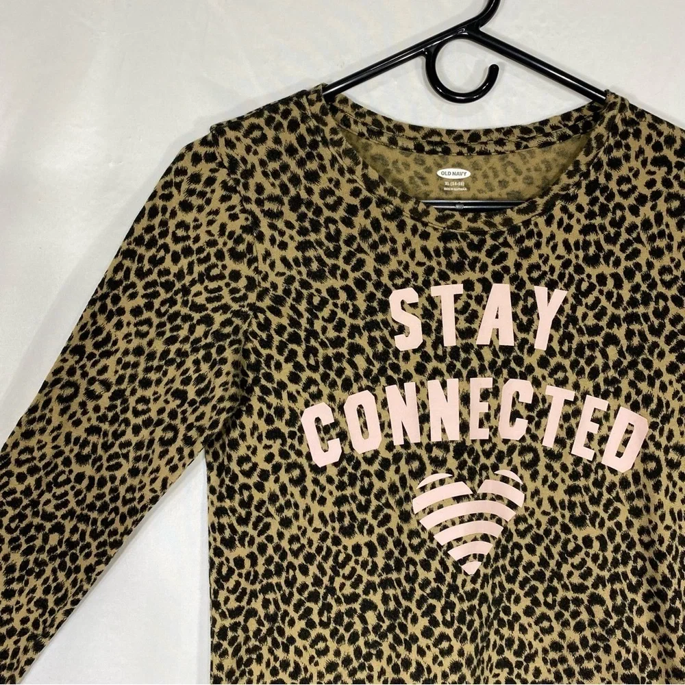 Old Navy Girl’s Leopard Print Stay Connected Long Sleeve Ter
